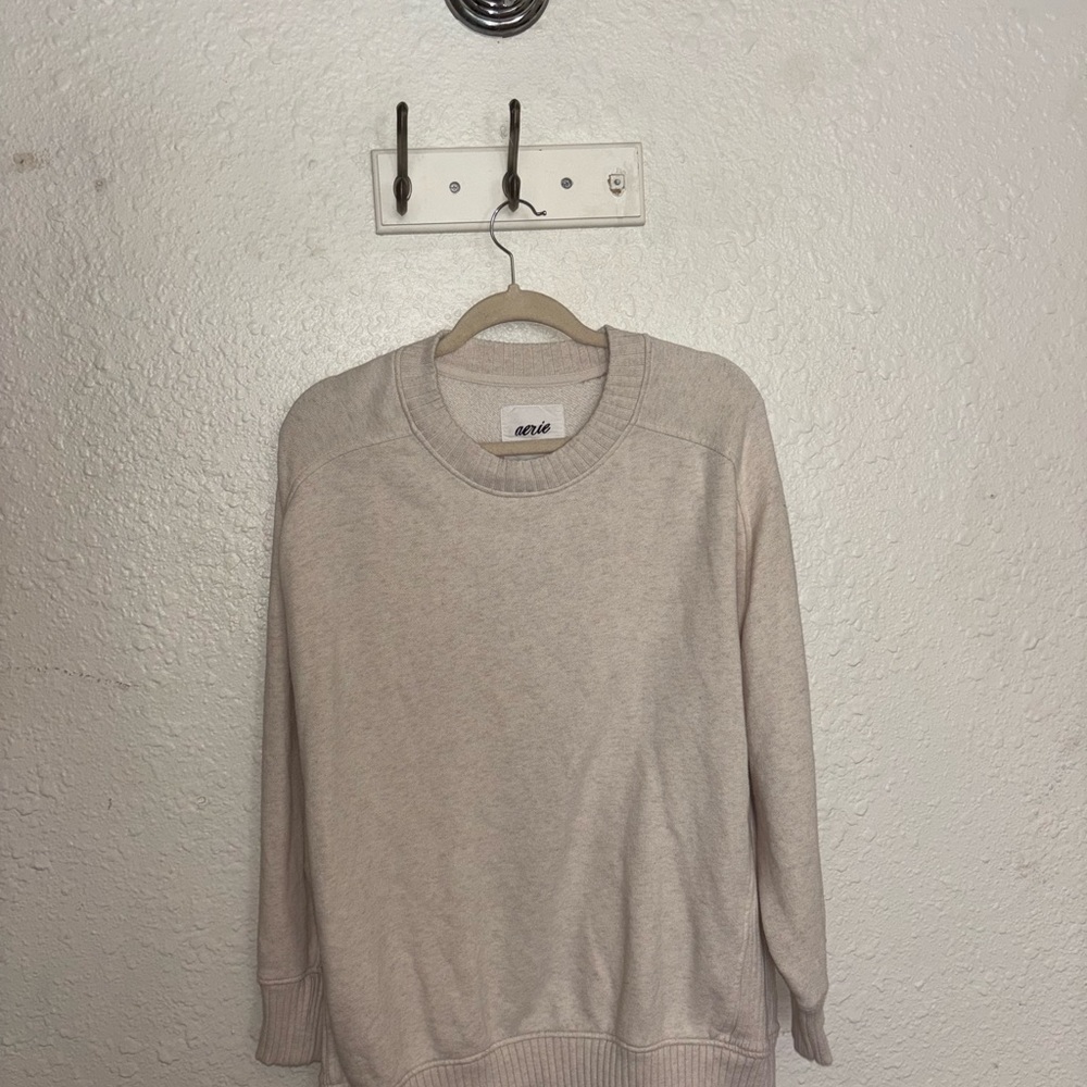 Aerie Cream Crew Neck Sweater